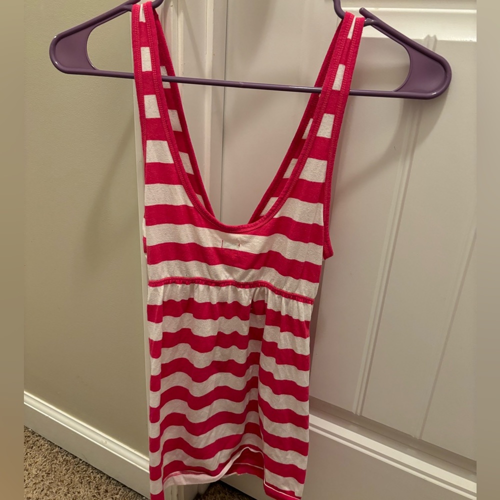Pink and White Striped Tank Top with Bow - Picture 3 of 4